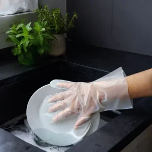 Custom-Branded Eco-Friendly Disposable Gloves, TUV-Certified Compostable PE Alternative Gloves for Catering and Takeout