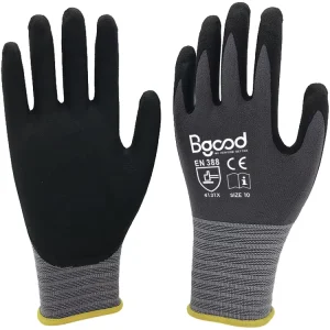 Custom Chemical-Resistant Seamless Nitrile-Coated Gloves Black Sandy Nitrile