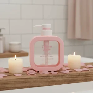 Custom Color 300ml 500ml Transparent Square PET Pump Bottle Reusable Hand Sanitizer Shower Gel Dispenser with PP Pump