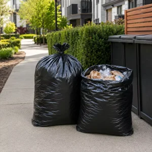 Custom Construction Heavy Duty Recycled HDPE Plastic Black Garbage Bags