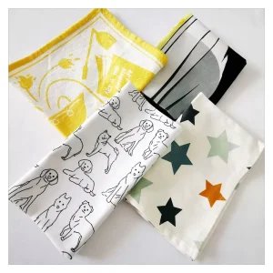 Custom Design Floral Tea Towel Cotton Kitchen Towel Set Digital Print Eco-Friendly Quick-Dry Low MOQ 1 Pcs