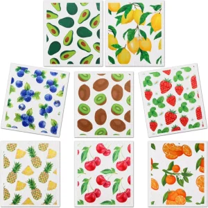 Custom Design Kitchen Dish Cloth Fruit Floral Eco-Friendly Swedish Dish Cloth Biodegradable Kitchen Cloth Dish Towels