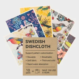 Custom Design Swedish Dishcloth Cellulose Sponge Cloths Reusable Kitchen Biodegradable Sponge Pad Cleaning Swedish Dish Cloth