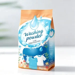 Custom Design Washing Powder Packaging Bag Full Color Glossy Print Square Bottom Side Gusset Pouch for Household Cleaning