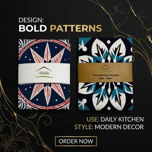Custom Digital Print Floral 100% Cotton Industrial Kitchen Waffle Flour Sack Dish Sublimation Tea Towel Sustainable