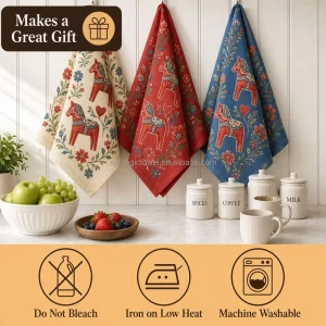 Custom Digital Print Pattern Kitchen Tea Towels Small MOQ Gifts Towel Hanging Cleaning Kitchen Towel Soft Absorbent Dish Towel