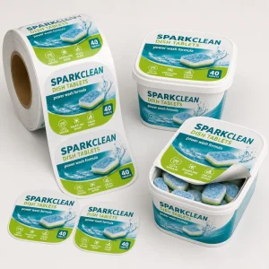 Custom Dish Tablet Box Lidding Film Roll Easy Peel Seal Lid for Dishwasher Cleaning Tablet Packaging