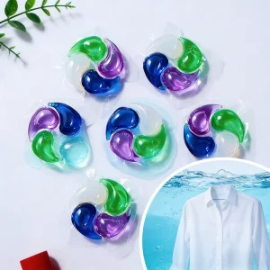 Custom Disposable 4 in 1 Laundry Capsules for Apparel Eco-Friendly Detergent Pods Stain Removal Color Protection Bulk Supply