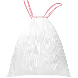 Custom Disposable PE Large Capacity Drawstring Household Garbage Bags Scented White Trash Bags Roll for Kitchen & Home Use