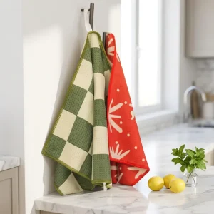 Custom Double Sided Sublimation Printed Microfiber Waffle Kitchen Towel Quick Dry Dish Towel OEM