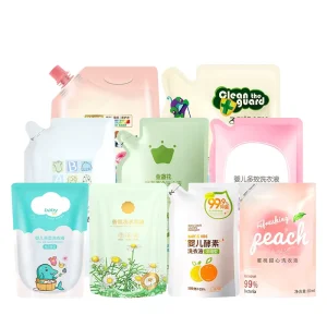 Custom Doypack Bag Glossy Laundry Detergent Packaging Foil Lined Stand Up Pouch