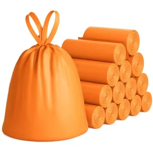 Custom Drawstring Biodegradable Garbage Bags Self-Tie Tear-Proof Leak-Resistant Recyclable Kitchen Trash Bags