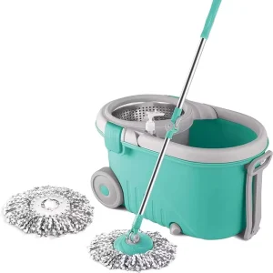 Custom Dual-Drive Spin Mop and Bucket Set, Hands-Free Wet and Dry Floor Mop
