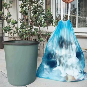 Custom Eco Friendly Biodegradable Drawstring Plastic Trash Bag Recycled Garbage Bags Kichen Drawstring Trash Bag Drawstring Garb