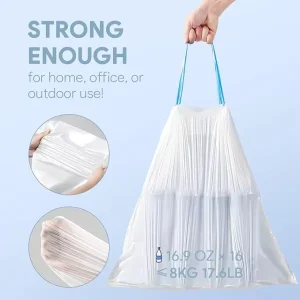 Custom Eco-Friendly Logo Printing Strong Plastic Drawstring Garbage Bags on Roll for Household Use