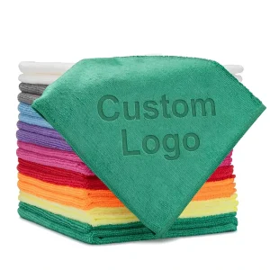 Custom Embossed Microfiber Towel for Kitchen and Car Washing, Warp-Knitted Cleaning Cloth