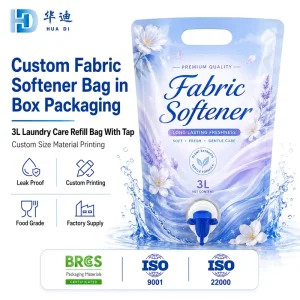 Custom Fabric Softener Bag in Box 3L Tap Valve Leak Proof Liquid Refill Packaging