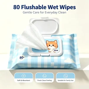 Custom Flushable Biodegradable Non Woven 15X20cm Household Wet Wipes 48 Count Adult Personal Cleansing Scented Wipes