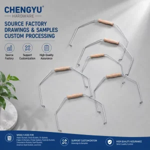 Custom Galvanized Wire Bucket Handle with Wooden Grip for Plastic Paint and Oil Buckets