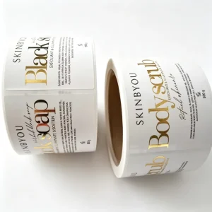Custom Gold Silver Foil Hot Stamping Self Adhesive Labels Waterproof Vinyl Embossed Stickers for Cosmetic Body Wine Bottle Jars