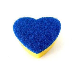 Custom Heart-Shaped Two-Layer Cleaning Sponge with Scouring Pad