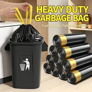 Custom Heavy Duty Drawstring Garbage Bag Disposable Plastic Trash Bags Household Kitchen Outdoor