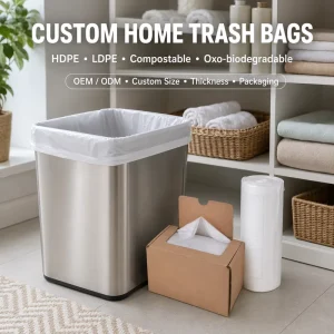 Custom Heavy Duty Large Home Trash Bags White Kitchen Bin Liners OEM ODM Recyclable Factory
