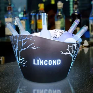 Custom High Quality Bucket 6 Bottles Beer Champagne Acrylic Drinking Plastic Ice Buckets Coolers