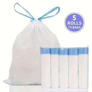 Custom Household Drawstring Garbage Bags Thickened Tear-Resistant Handheld Bin Liners for Kitchen and Bathroom