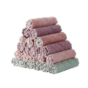 Custom Kitchen Household Kitchen Towels Water Absorbent Thickened and Soft Dishcloths