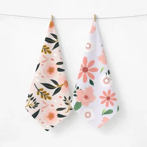 Custom Kitchen Tea Towel Printing Service Customized Logo Cartoon Eco Friendly Cotton Slub Tea Towels for Retail Store Supply