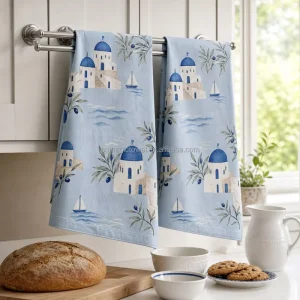 Custom Kitchen Towel 100% Cotton Full Color Digital Print Cleaning Dish Printed Absorbent Quick Dry Personalized Kitchen Towels