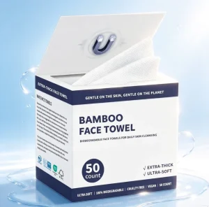 Custom LOGO 100% Bamboo Towel 50pcs Ultra Soft Biodegradable Disposable Face Tissue