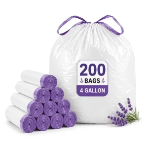 Custom Lavender Scented Reinforced Drawstring Trash Bags White Small Garbage Bags for Bathroom