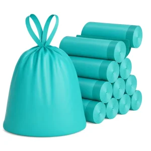 Custom Logo Biodegradable Drawstring Trash Bags, Heavy Duty, Leak Proof, Thick, Commercial Kitchen