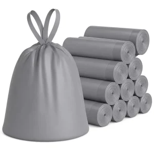 Custom Logo Biodegradable Drawstring Trash Bags with Closure, Leak Proof, Puncture Resistant, Kitchen Waste