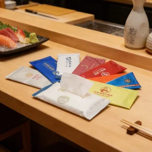 Custom Logo Disposable Nonwoven Cleaning Wet Wipes Restaurant Mini Hand Moshijh Cleansing Wet Tissue Wipe Individually Wrapped