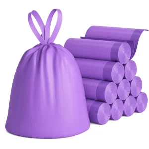 Custom Logo Drawstring Biodegradable Tearproof Leak-Resistant Heavy-Duty Kitchen and Commercial Trash Bags