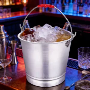 Custom Logo Handle Bucket Household Water Storage Bar Ice Bucket 32CM Galvanized Metal Aluminium Bucket