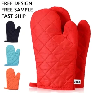 Custom Logo Heat-Resistant Microwave and Oven Baking Gloves for Household Kitchen Use