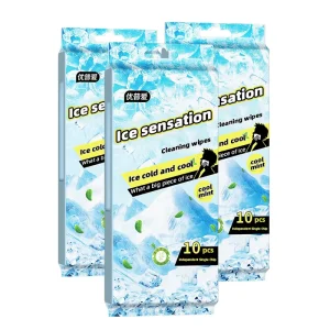 Custom Logo Individually Wrapped 10pcs Disposable Summer Ice Cold Men’s Cooling Face Body Cleansing Wet Wipes Tissues