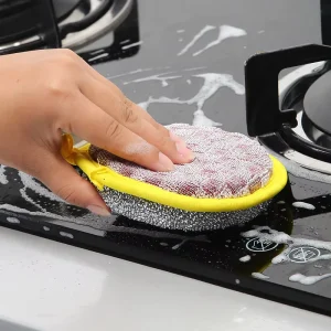 Custom Logo Kitchen Cleaning Sponge Reusable Double Sided Scouring Pad Non scratch Scrub Sponge for Dishwashing