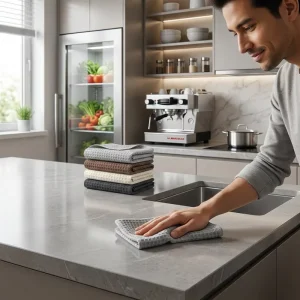 Custom Logo Microfiber Kitchen Dish Towels Bulk Soft Polyester Cleaning Rags Eco Friendly Reusable Household Cleaning Cloth