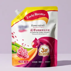 Custom Logo Moisture Proof Soap Shampoo Laundry Detergent Dishwashing Liquid Stand 500ml 1 Litre Plastic Doypack Spout Pouch