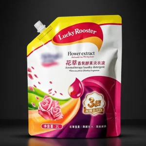 Custom Logo Moisture Proof Soap Shampoo Laundry Detergent Dishwashing Liquid Stand Up Spout Pouch 500ml 1 Litre Plastic Handle