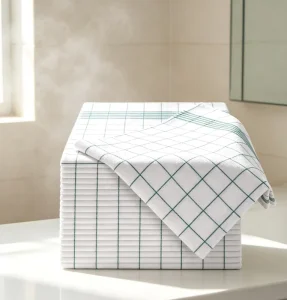 Custom Logo OEM Personalised Checked Woven 100% Cotton Soft Absorbent Quick Dry Gift Dish Tea Towel for Kitchen