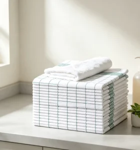 Custom Logo OEM Personalised Checked Woven 100% Cotton Soft Absorbent Quick Dry Gift Dish Tea Towel for Kitchen