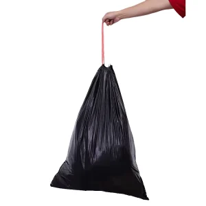 Custom Logo PE Recyclable Disposable Trash Bags Valve Drawstring Screen Printed for Tableware Household Use