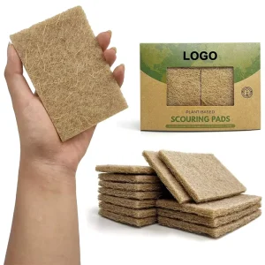 Custom Logo Plant Based Scouring Pads for Cleanroom Kitchen Use Eco Friendly Lightweight Soft Cellulose Sisal Sponge Scrubber
