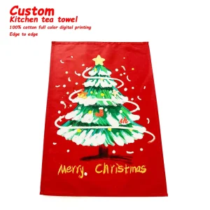 Custom Logo Printed 100% Cotton Dish Towel Highly Absorbent and Fast-Drying for Kitchen and Tea Personalized Tea Towel